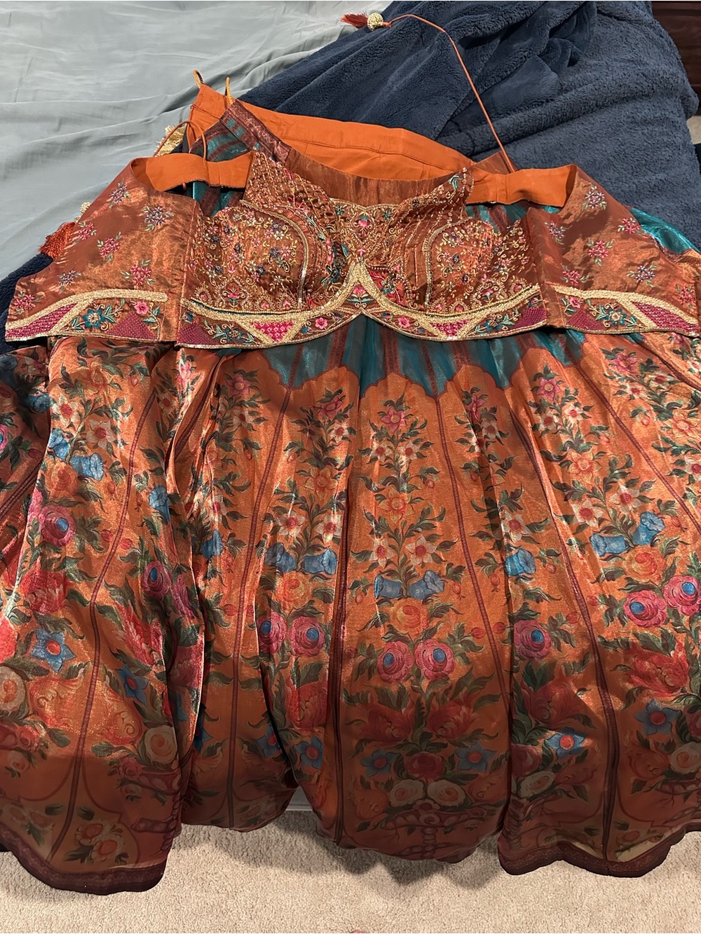 Orange Floral lehenga